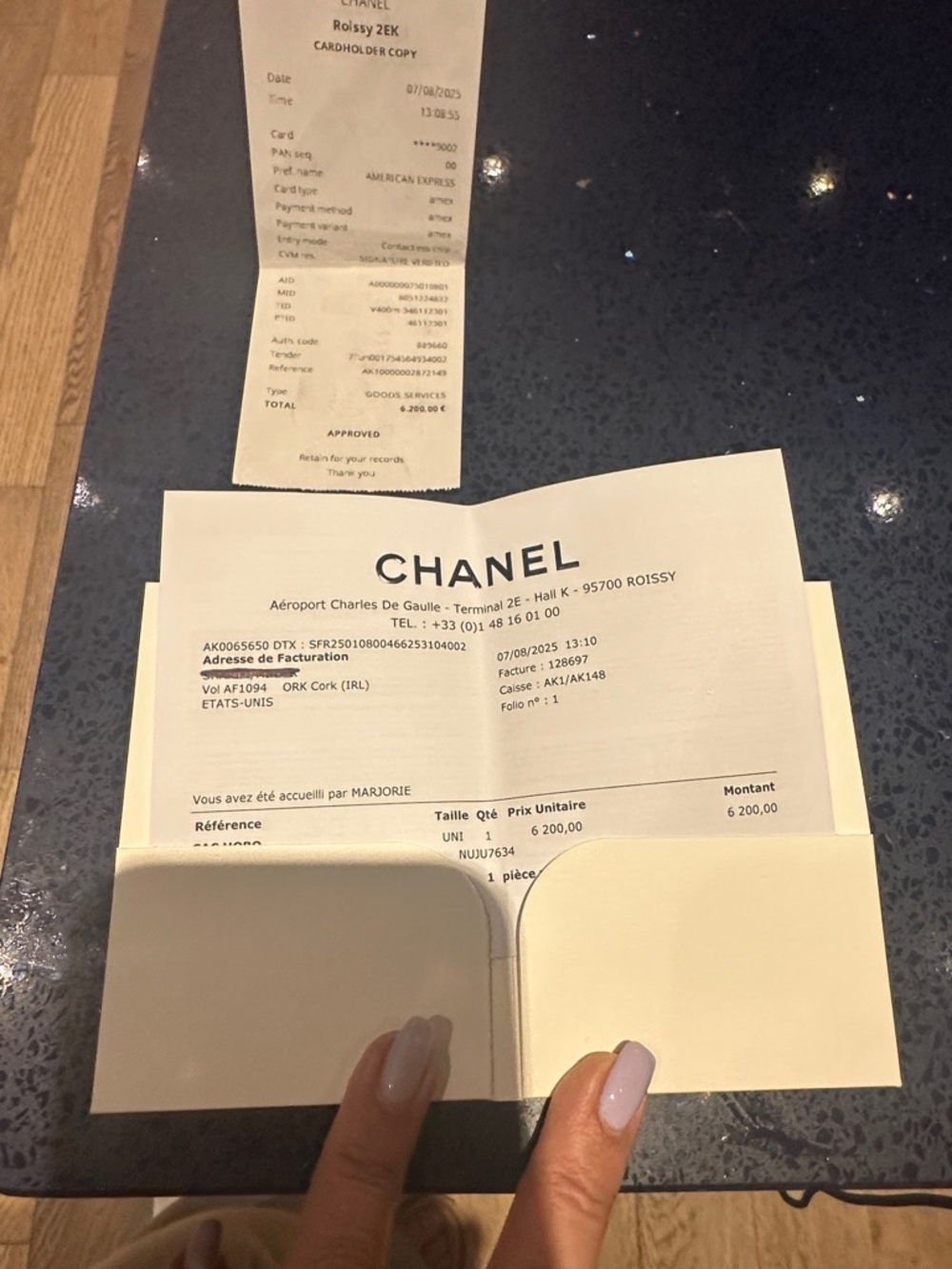 CHANEL Cream and Black Fold-Open Receipt Holder